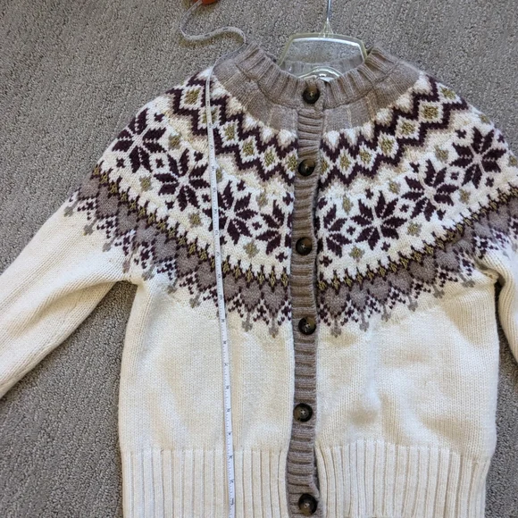 Boden Cream & Brown Fair Isle Wool Cardigan - Picture 9 of 9